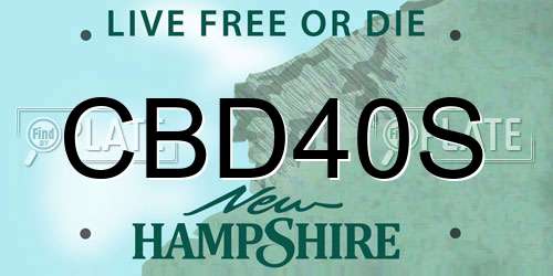 CBD40S New Hampshire License Plate