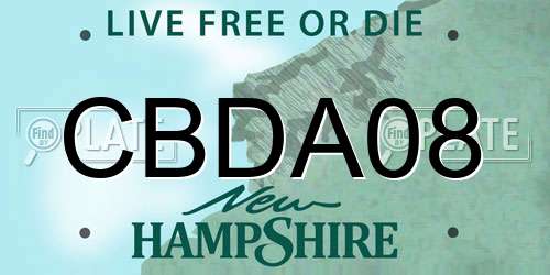 CBDA08 New Hampshire License Plate