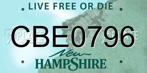 CBE0796 New Hampshire License Plate