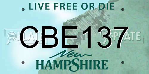 CBE137 New Hampshire License Plate