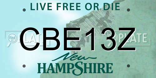 CBE13Z New Hampshire License Plate