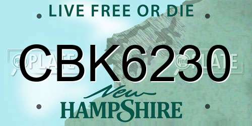 CBK6230 New Hampshire License Plate
