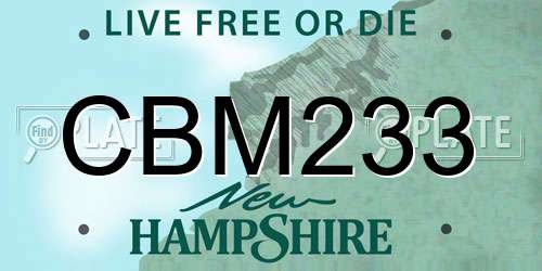 CBM233 New Hampshire License Plate