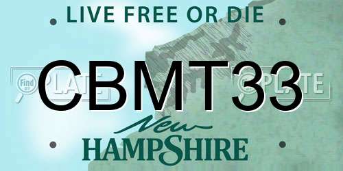 CBMT33 New Hampshire License Plate