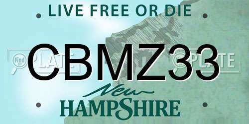 CBMZ33 New Hampshire License Plate