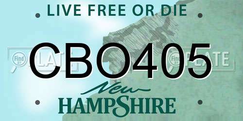 CBO405 New Hampshire License Plate