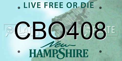 CBO408 New Hampshire License Plate