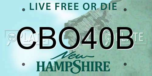 CBO40B New Hampshire License Plate