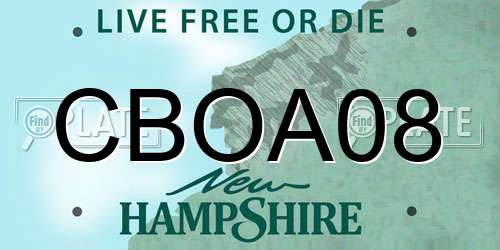 CBOA08 New Hampshire License Plate