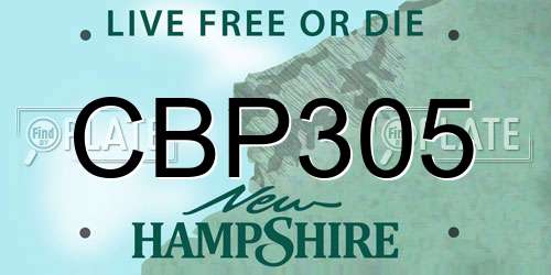 CBP305 New Hampshire License Plate