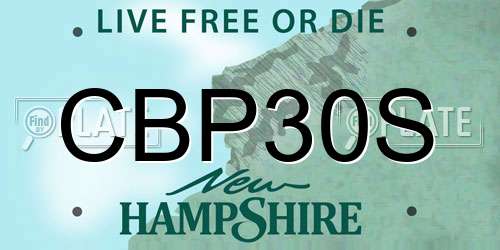 CBP30S New Hampshire License Plate