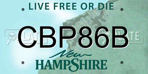 CBP86B New Hampshire License Plate