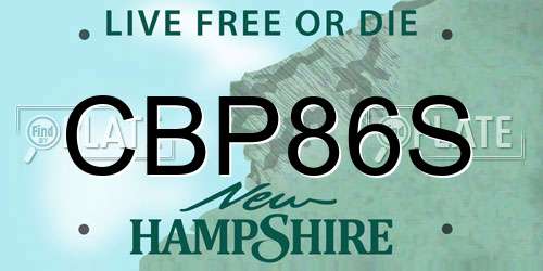 CBP86S New Hampshire License Plate