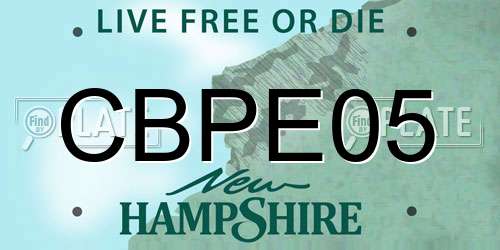 CBPE05 New Hampshire License Plate