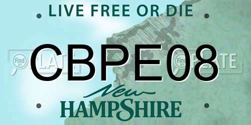 CBPE08 New Hampshire License Plate