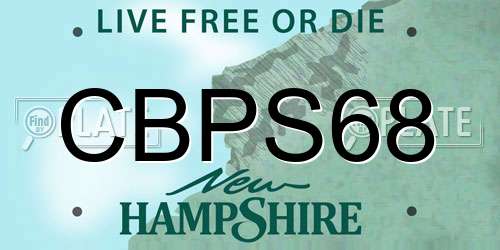 CBPS68 New Hampshire License Plate