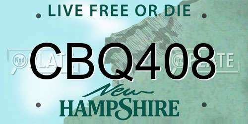 CBQ408 New Hampshire License Plate