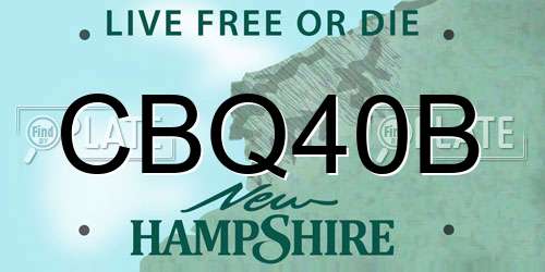 CBQ40B New Hampshire License Plate