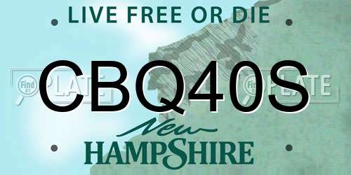 CBQ40S New Hampshire License Plate