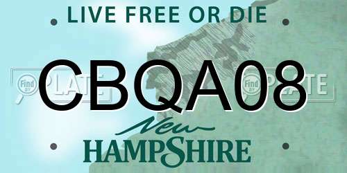 CBQA08 New Hampshire License Plate