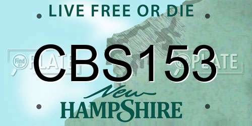 CBS153 New Hampshire License Plate