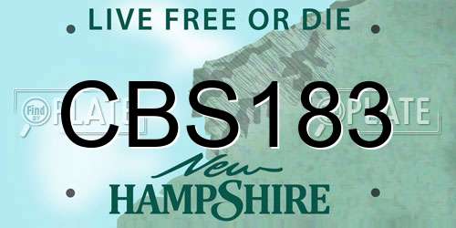 CBS183 New Hampshire License Plate