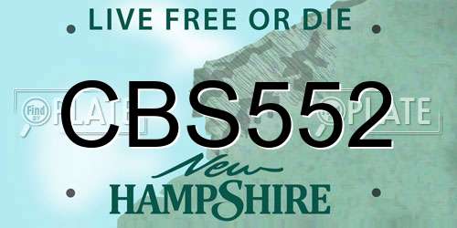 CBS552 New Hampshire License Plate