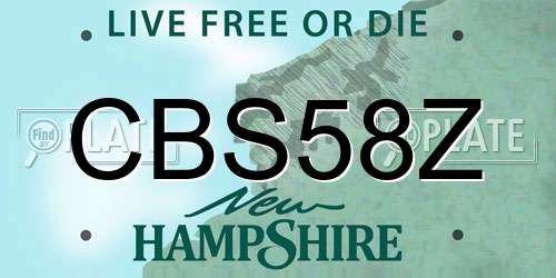 CBS58Z New Hampshire License Plate