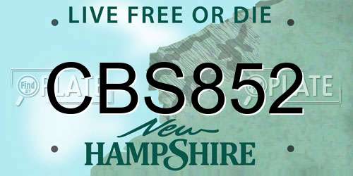 CBS852 New Hampshire License Plate