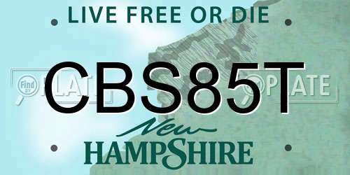 CBS85T New Hampshire License Plate
