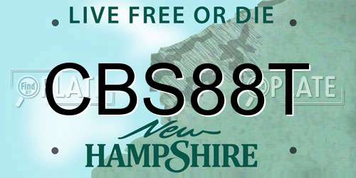 CBS88T New Hampshire License Plate