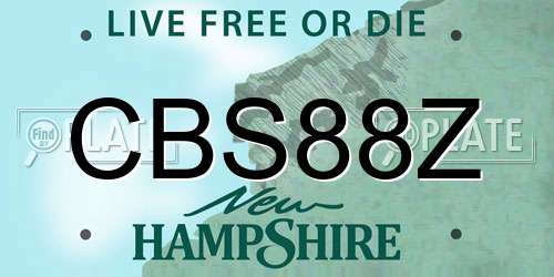 CBS88Z New Hampshire License Plate