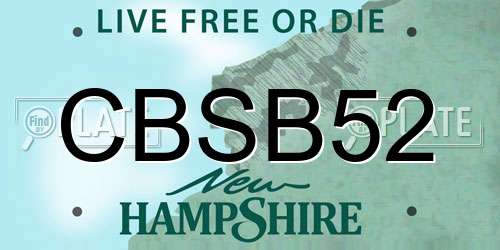 CBSB52 New Hampshire License Plate