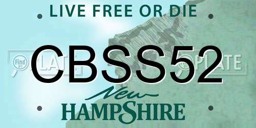 CBSS52 New Hampshire License Plate