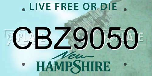 CBZ9050 New Hampshire License Plate