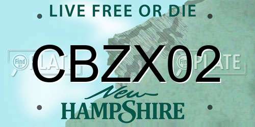 CBZX02 New Hampshire License Plate