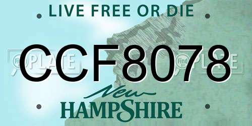CCF8078 New Hampshire License Plate
