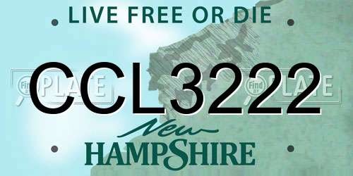 CCL3222 New Hampshire License Plate