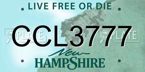 CCL3777 New Hampshire License Plate