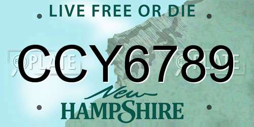 CCY6789 New Hampshire License Plate