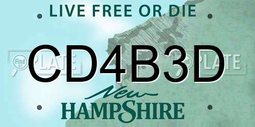 CD4B3D New Hampshire License Plate