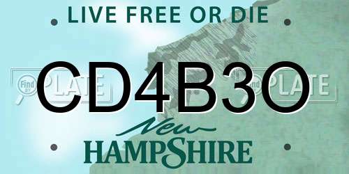 CD4B3O New Hampshire License Plate