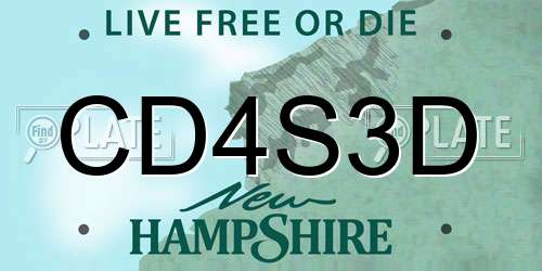CD4S3D New Hampshire License Plate