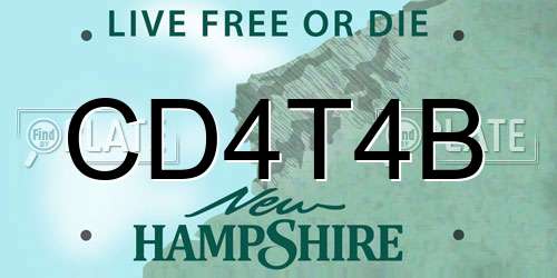 CD4T4B New Hampshire License Plate
