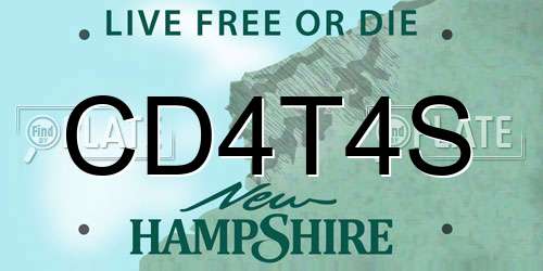 CD4T4S New Hampshire License Plate