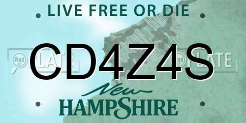 CD4Z4S New Hampshire License Plate