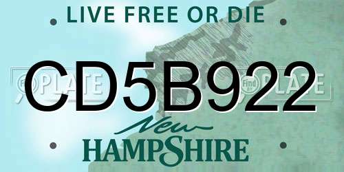 CD5B922 New Hampshire License Plate