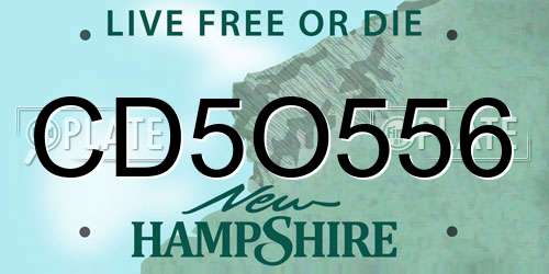 CD5O556 New Hampshire License Plate