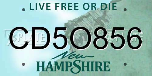 CD5O856 New Hampshire License Plate