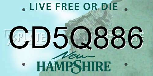 CD5Q886 New Hampshire License Plate